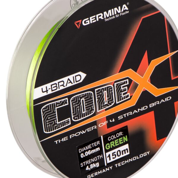 Germina 4-BRAID CODE 0,08mm GREEN - plecionka wędkarska 150m - obrazek 2