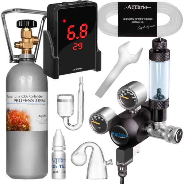 Aquario Exclusive 2.0 - zestaw CO2 z elektrozaworem i komputerem pH + butla 2l